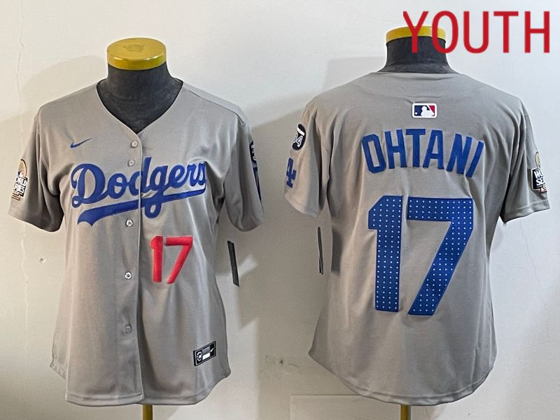 Youth Los Angeles Dodgers #17 Ohtani Grey Game 2024 Nike MLB Jersey style 12052